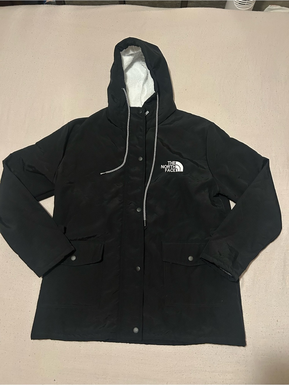 The North Face Black Hooded Puffer Jacket with Logo
